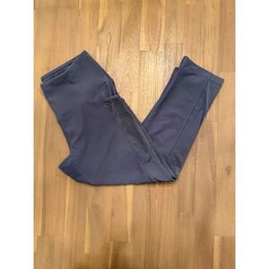 90 Degree by Reflex Womens Mesh Pocket Leggings High Waist Gray Blue Medium